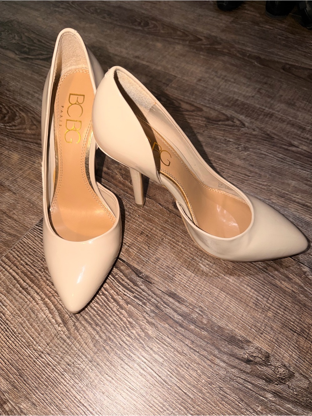 BCBG Ivory Patent Pointed-Toe Stiletto Pumps
